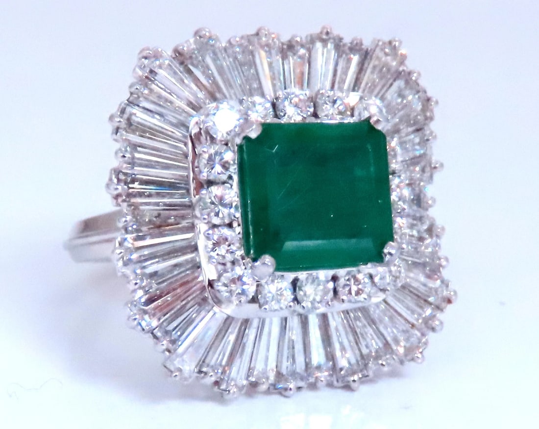 Natural Emerald Diamonds Classic Ballerina Cocktail Ring Platinum 12294*v - 3