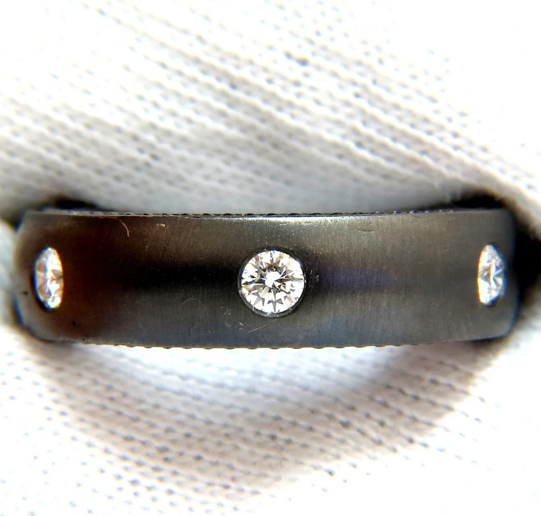 .65CT NATURAL DIAMONDS ETERNITY RING BRUSHED BLACKENED SILVER G/VS**: Title: .65CT NATURAL DIAMONDS ETERNITY RING BRUSHED BLACKENED SILVER G/VS** Description: ONLY MAGNIFICENT JEWELS Silver Diamonds Band Black Rhodium Brush finish Flush / Bezel mounted .60ct natural