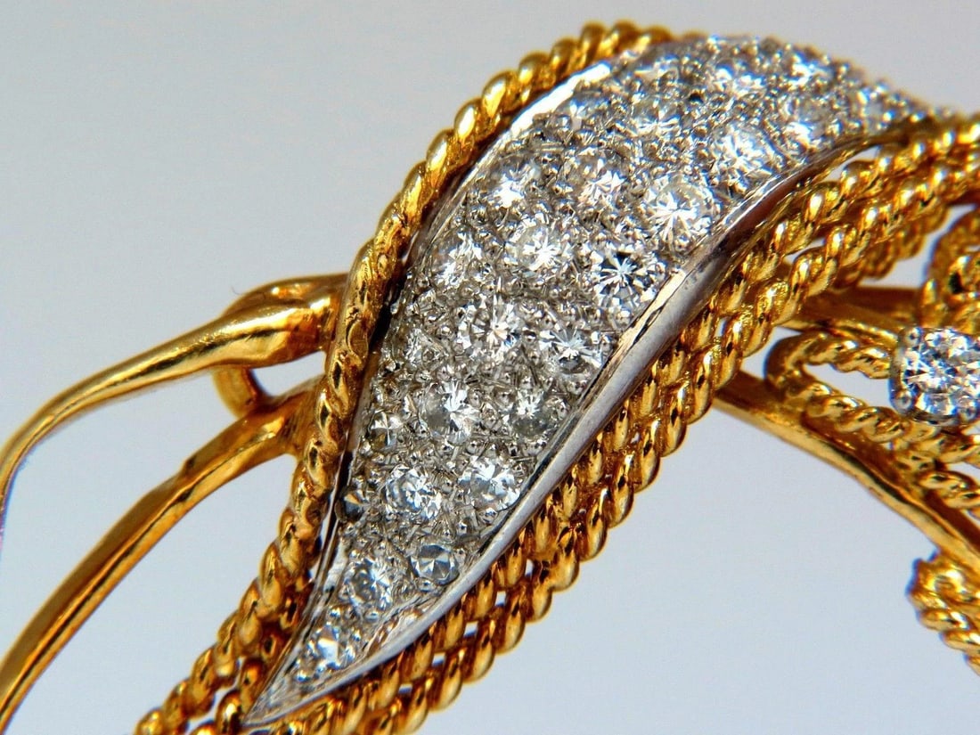 10ct natural diamonds neoclassical brooch 18kt gold platinum Ref 12316** - 3