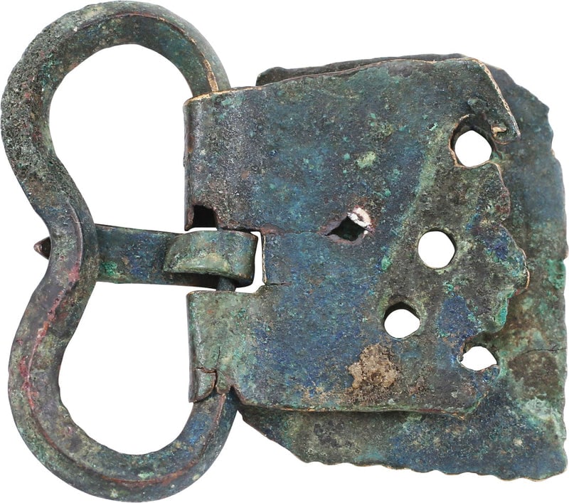 RARE ROMAN BELT BUCKLE FROM A LEGIONARIE'S PLATE ARMOR, LORICA SEGMENTATA - 2