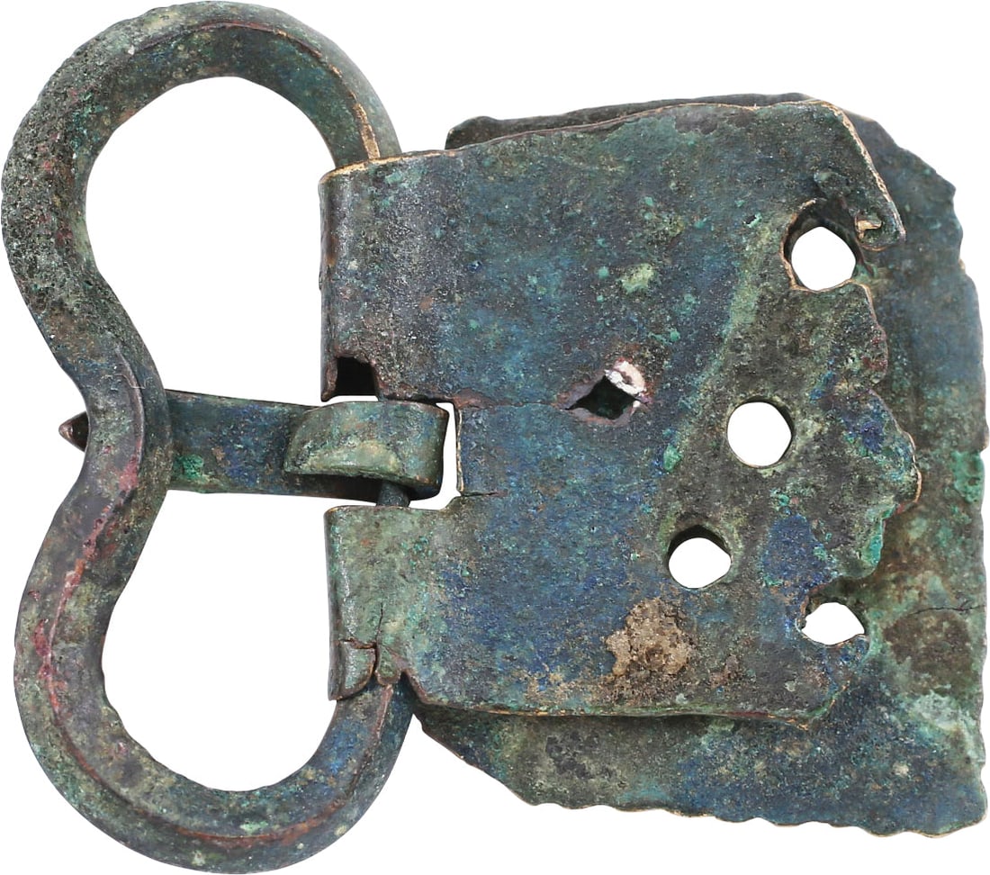 RARE ROMAN BELT BUCKLE FROM A LEGIONARIE'S PLATE ARMOR, LORICA SEGMENTATA - 4