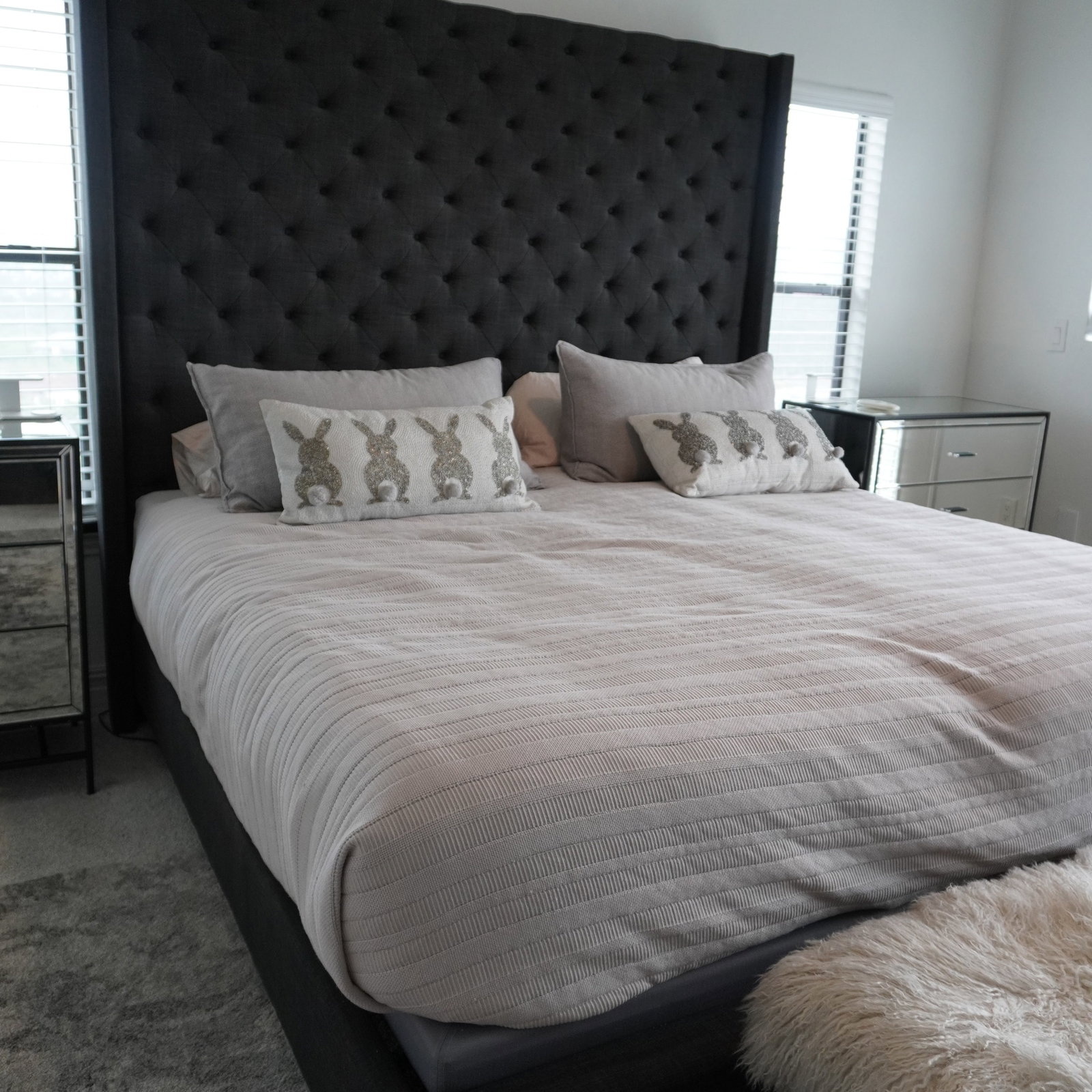 Contemporary Tufted Upholstered King Size Bed Frame - 2