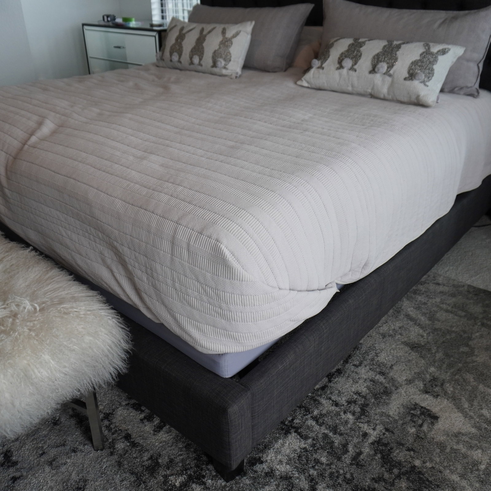 Contemporary Tufted Upholstered King Size Bed Frame - 4