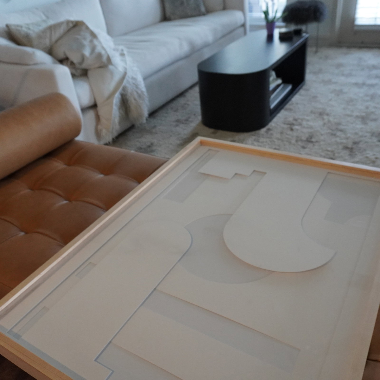 Contemporary Geometric Layered Paper Art in Light Wood Frame - Four Hands - 2