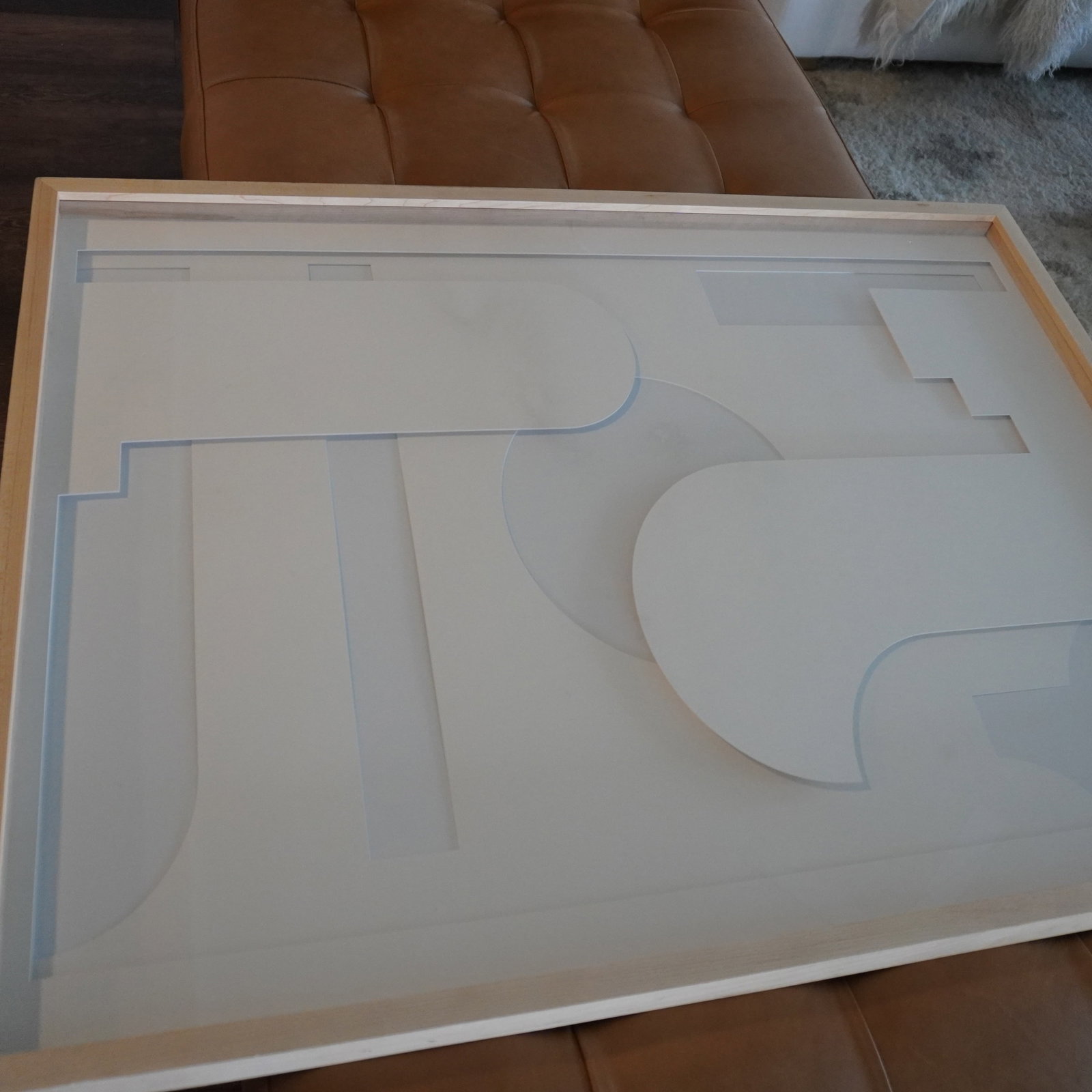 Contemporary Geometric Layered Paper Art in Light Wood Frame - Four Hands - 3