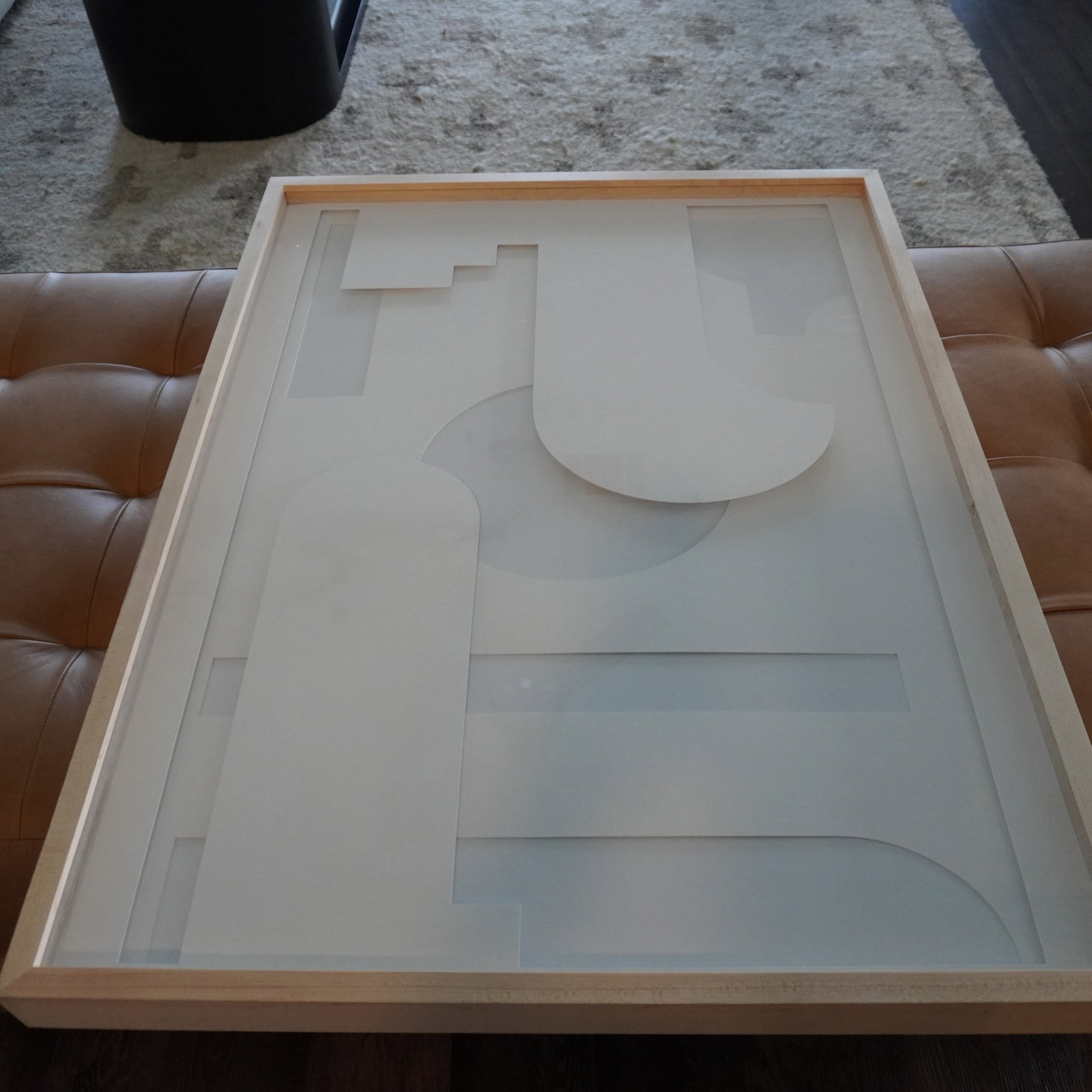 Contemporary Geometric Layered Paper Art in Light Wood Frame - Four Hands - 4
