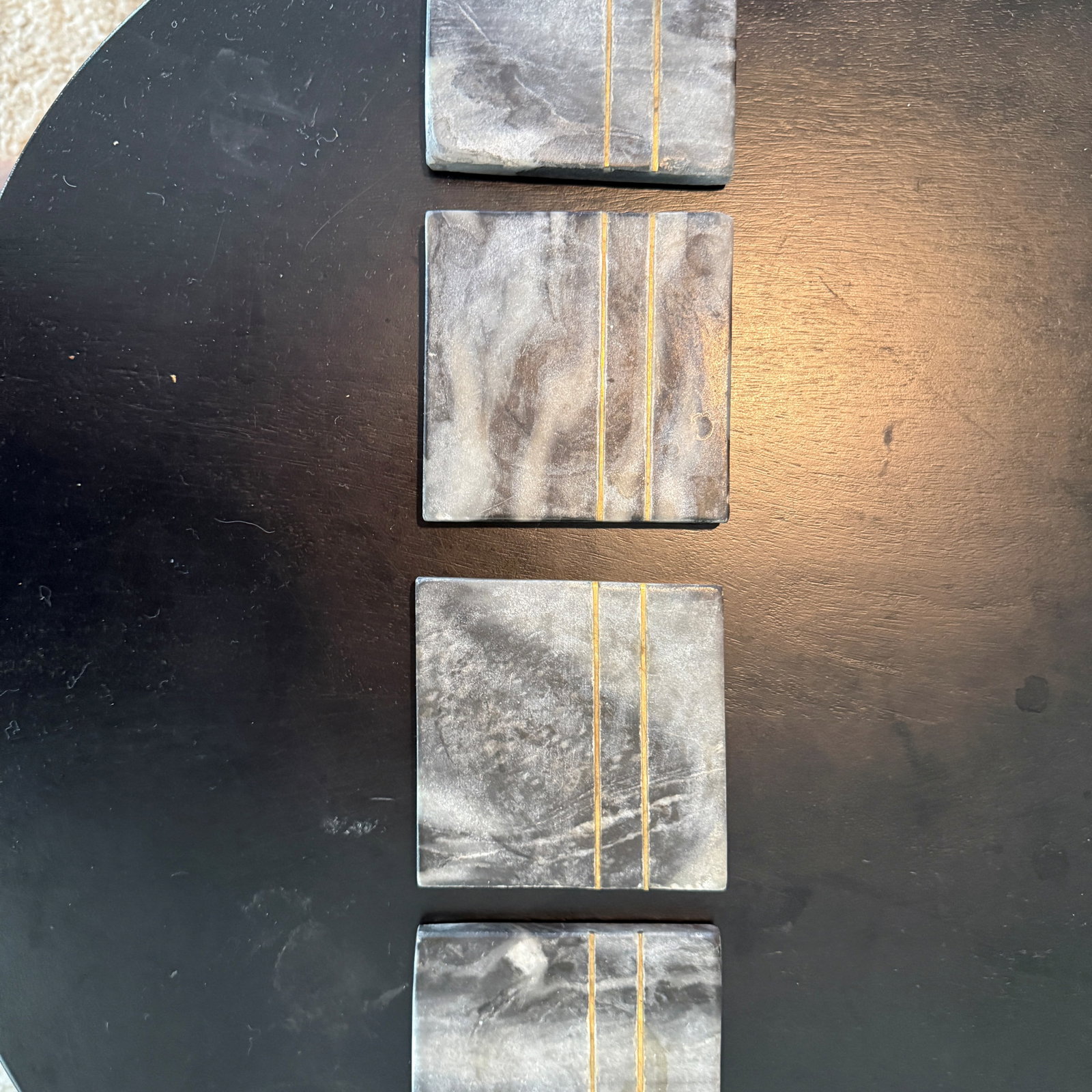 Set of Four Modernist Marble and Brass Coasters - 3
