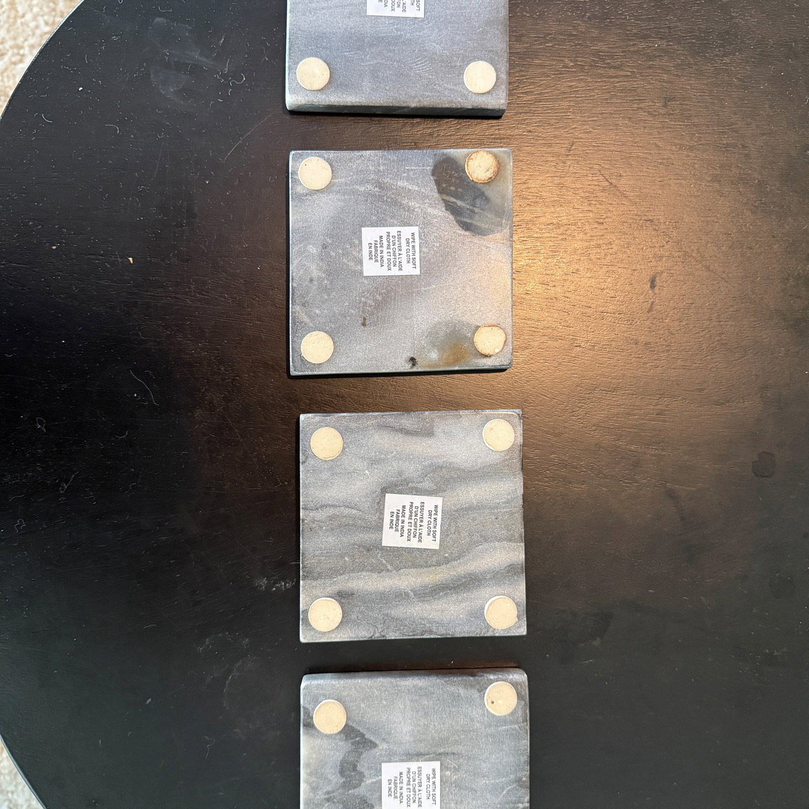 Set of Four Modernist Marble and Brass Coasters - 4
