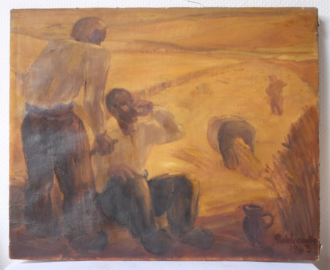 Pierre WELCOMME (1912-2013) Workers in Fields 1943 Painting - 2