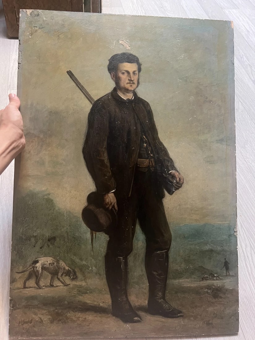 Pierre ANDRIEU (1821-1892) Man Hunter Portrait Painting - 2
