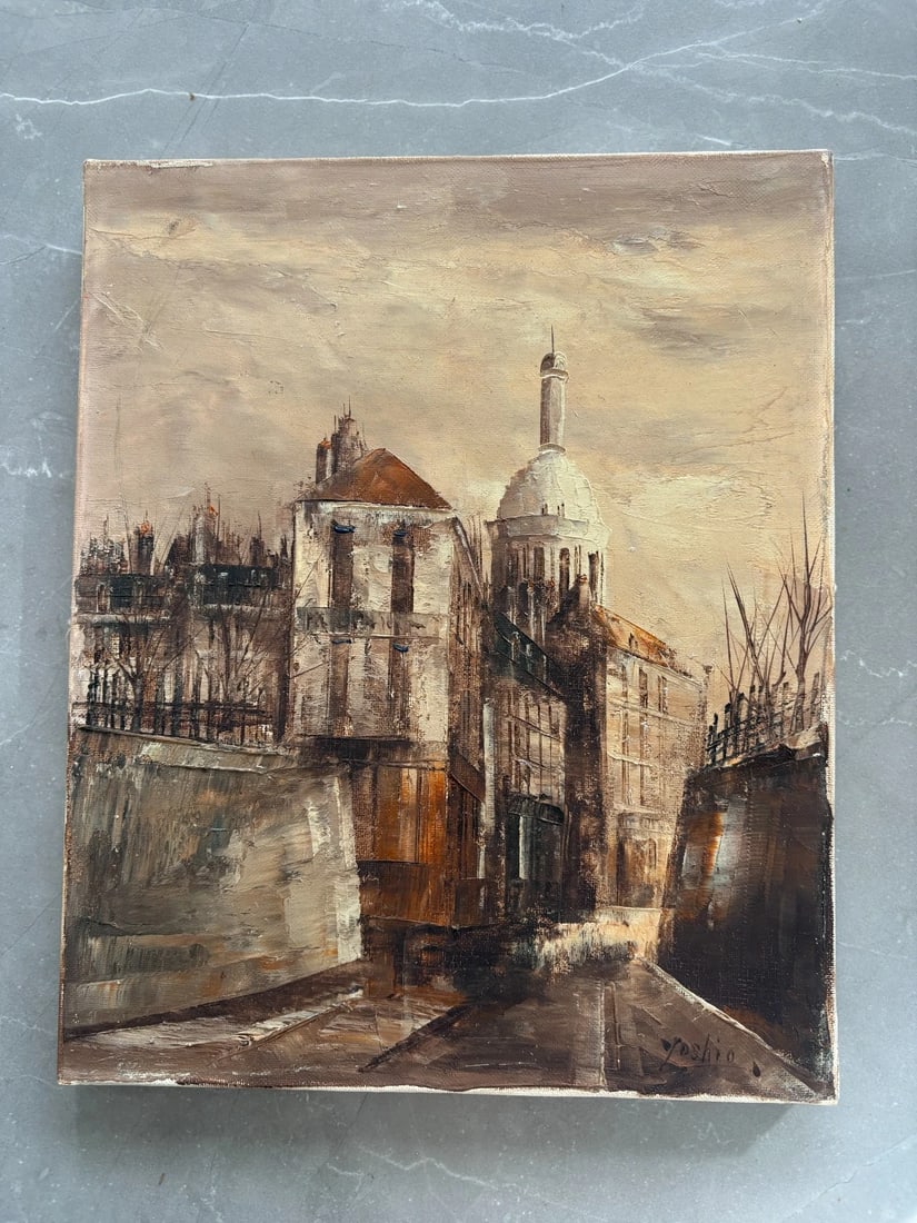 Kanamori YOSHIO? Cityview, Buildings - Antique Original Painting signed - 6