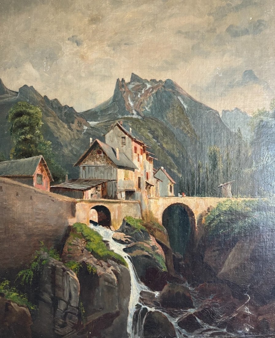 Emile GODCHAUX (1860-1938) Landscape, Houses - Painting Antique Original Oil: Oil on canvas 46 x 54.5 cm / 18.11 x 21.45 inches signed Reserve: $400.00 Shipping: Domestic: Flat-rate of $60.00 to anywhere within the contiguous U.S. International: Foreign shipping rates are deter