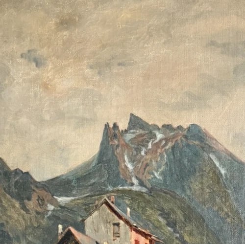 Emile GODCHAUX (1860-1938) Landscape, Houses - Painting Antique Original Oil - 3