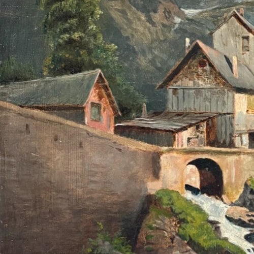 Emile GODCHAUX (1860-1938) Landscape, Houses - Painting Antique Original Oil - 4