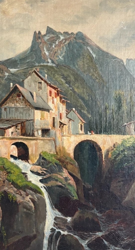 Emile GODCHAUX (1860-1938) Landscape, Houses - Painting Antique Original Oil - 5