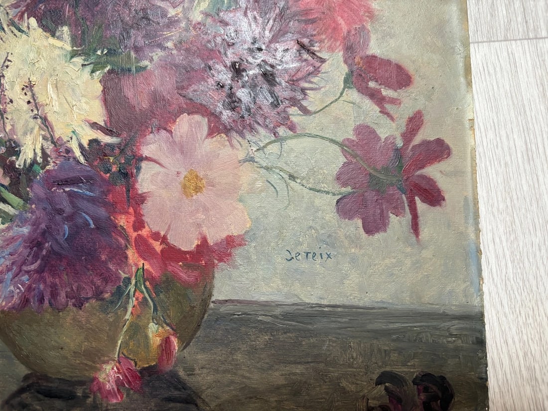 Adolphe DETEIX Painting Still Life, Flowers, Vase signed - Antique Original - 7