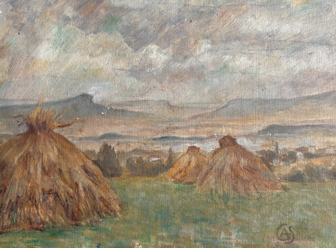 George Adolphus STOREY Landscape, Hay - Painting Antique Original Signed: Oil on cardboard 22 x 27 cm / 8.66 x 10.62 inches signed Reserve: $400.00 Shipping: Domestic: Flat-rate of $22.00 to anywhere within the contiguous U.S. International: Foreign shipping rates are deter