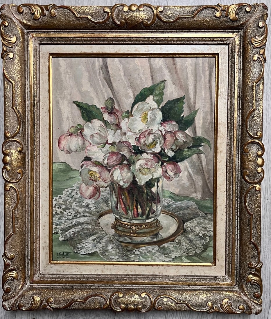 Painting Roses Flower Bouquet by Louise COTTIN (1907-1974) - 5