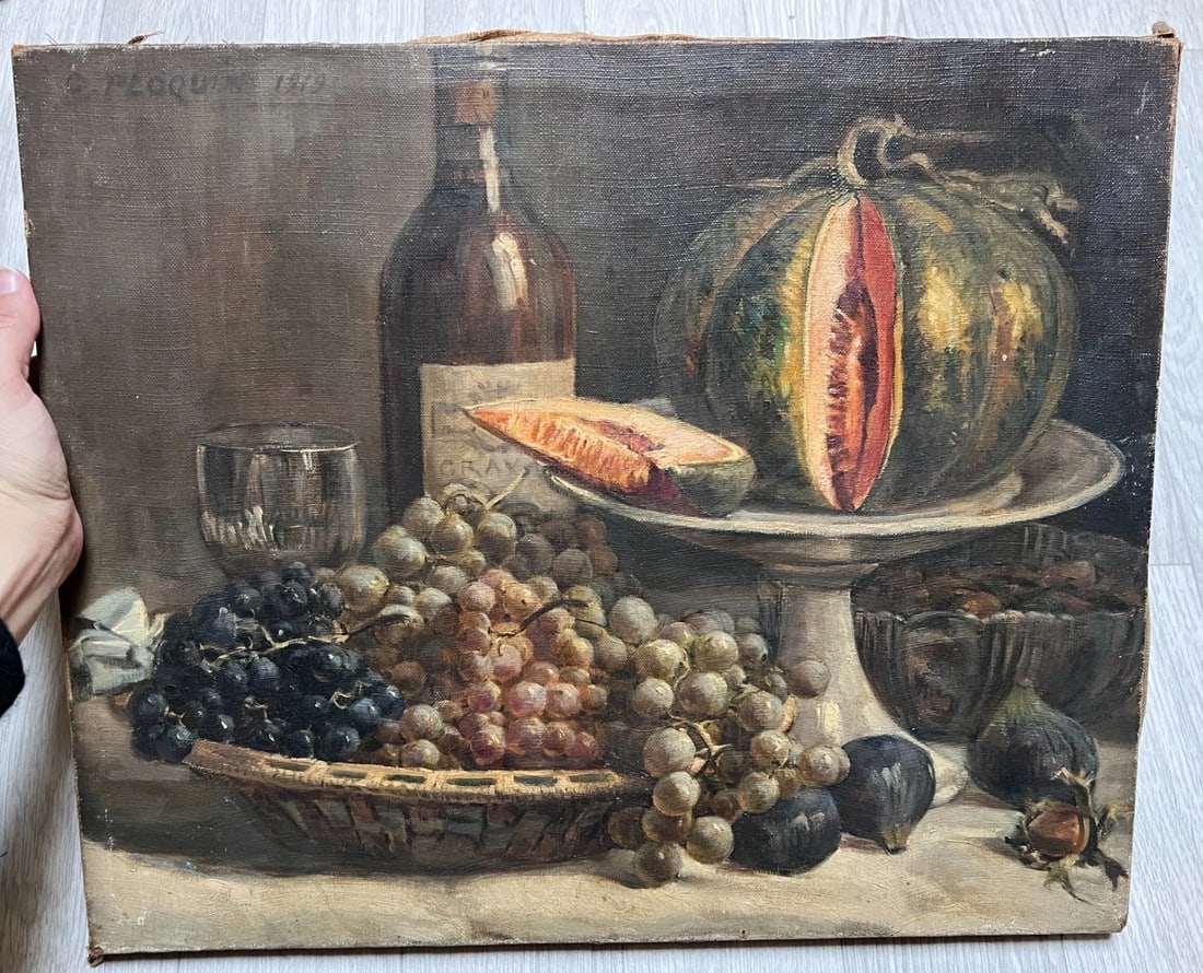 Painting by Gaston PLOQUIN (1882-1970) Grapes, Fruit Still Life - 6
