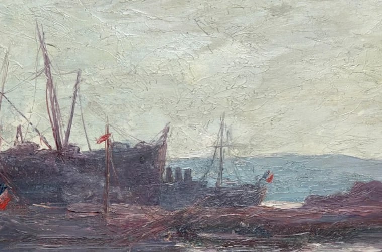 Joseph PERRACHON (1883-1969) Seascape, Boats -Painting Antique Original signed - 5