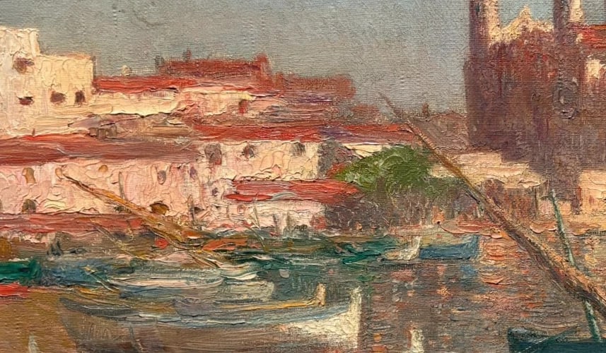 Joseph PERRACHON (1883-1969) Seascape, Boats - Painting Antique Original signed - 5