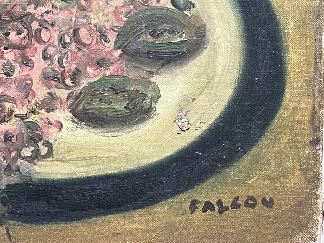 Painting Still Life Flower Plate and Wine Glass - 7