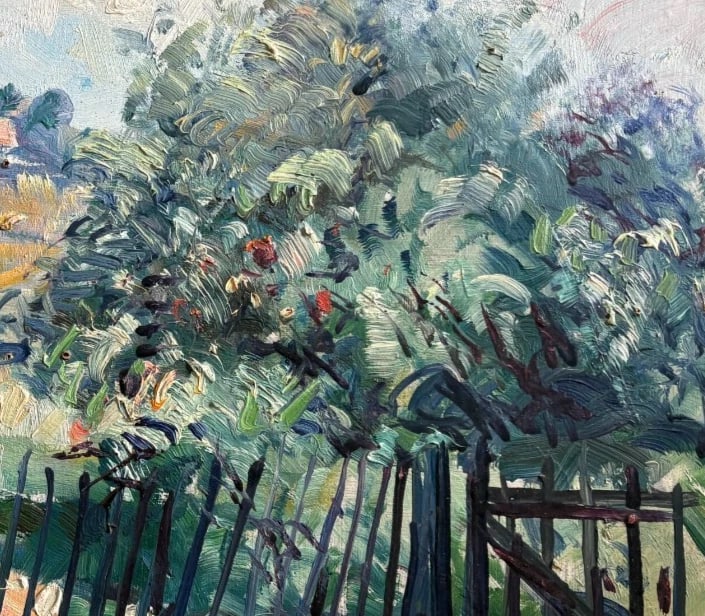 Landscape, Nature, Trees, Cityview - Antique Oil Painting Signed - 3