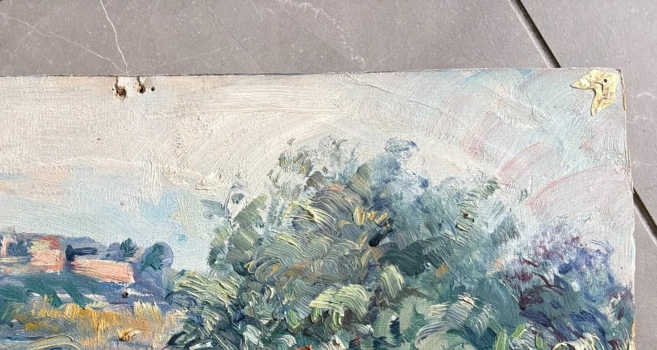 Landscape, Nature, Trees, Cityview - Antique Oil Painting Signed - 5