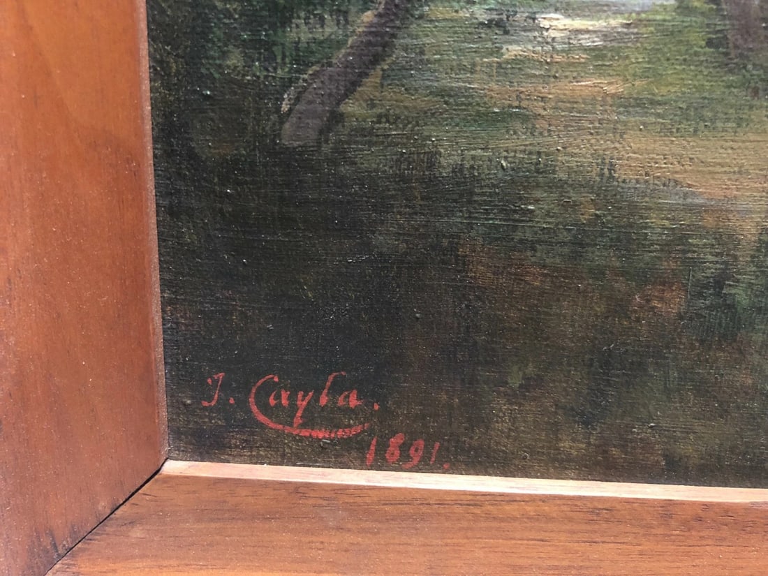 Jules CAYLA Landscape Barbizon, People - Antique Original Painting signed - 7