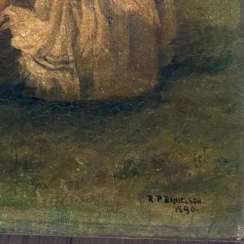 Antique Painting Original Woman, Laundry, Portrait, Working Life signed 1890 - 6