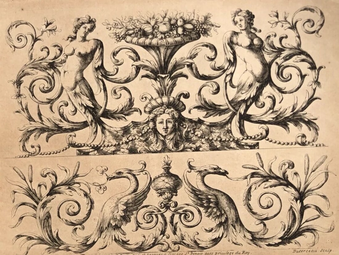 Androuet-Paul DUCERCEAU (1623-1710) Flowers - Antique Original Etchings x5 - 2