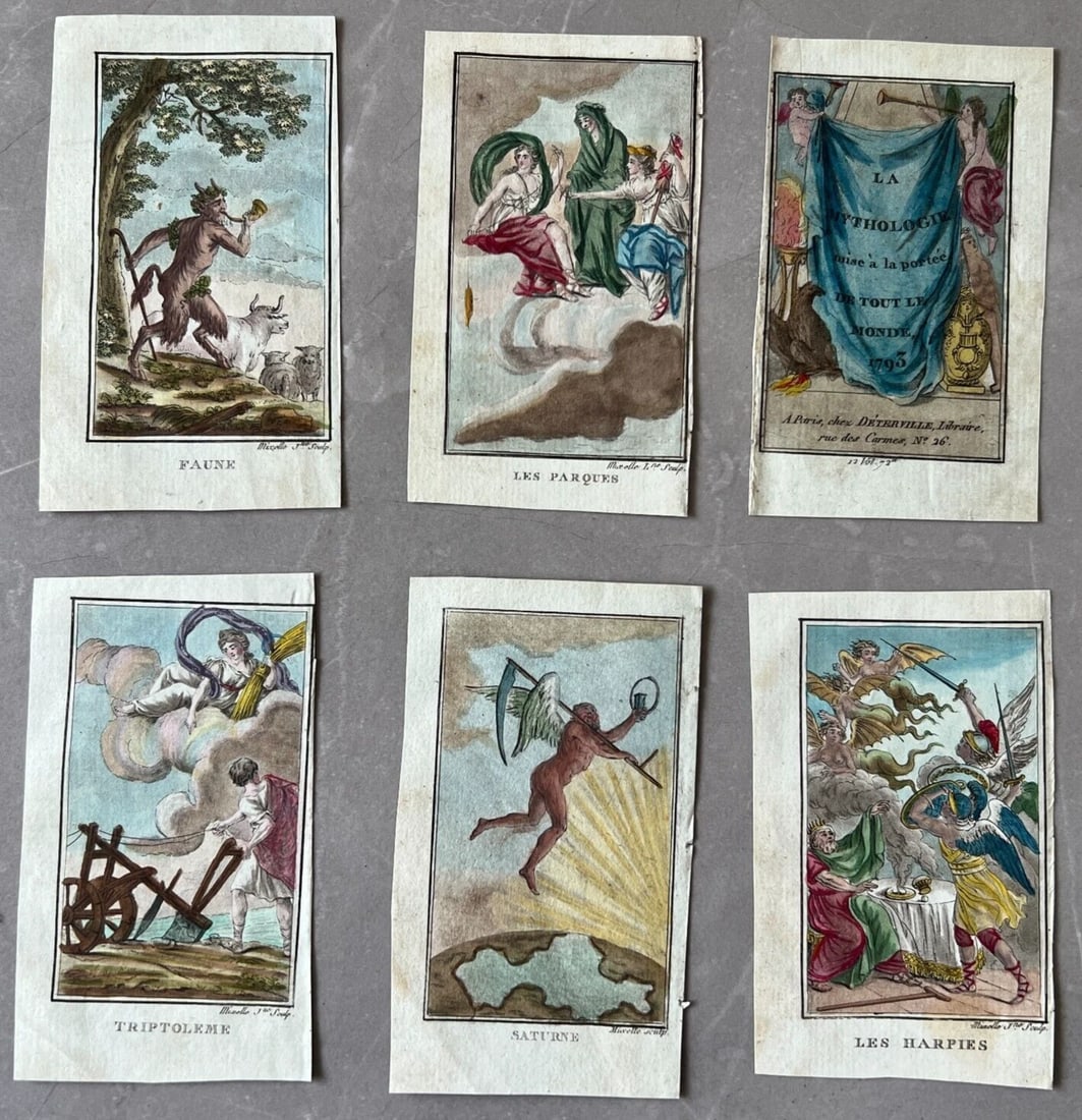 1793 Mythology Mise à la Portée de tout le Monde Antique Original Engravings: Engraving on paper 10.5 x 6.2 cm stains Reserve: $200.00 Shipping: Domestic: Flat-rate of $22.00 to anywhere within the contiguous U.S. International: Foreign shipping rates are determined by