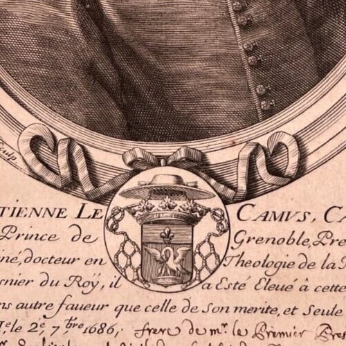 17th century Cardinal Cuesque Etching Original Portrait 1686 - 4
