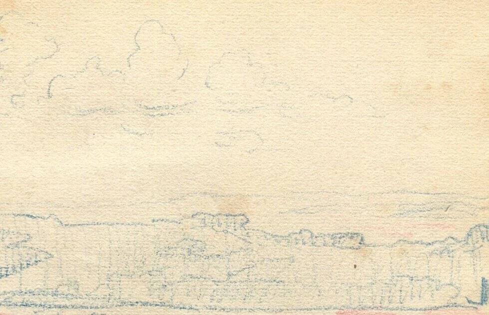 Landscape, Hill, Mountain, Nature - Drawing Artwork Antique Original Signed - 6