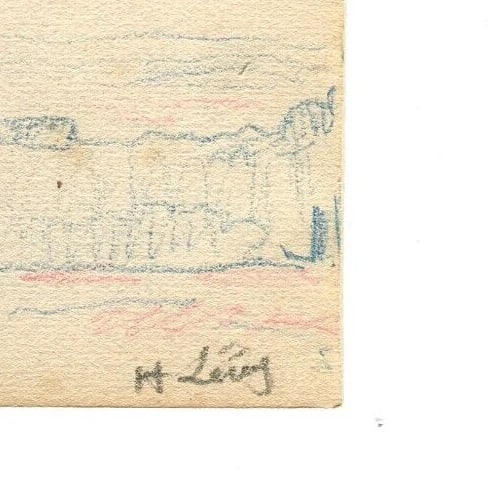 Landscape, Hill, Mountain, Nature - Drawing Artwork Antique Original Signed - 7