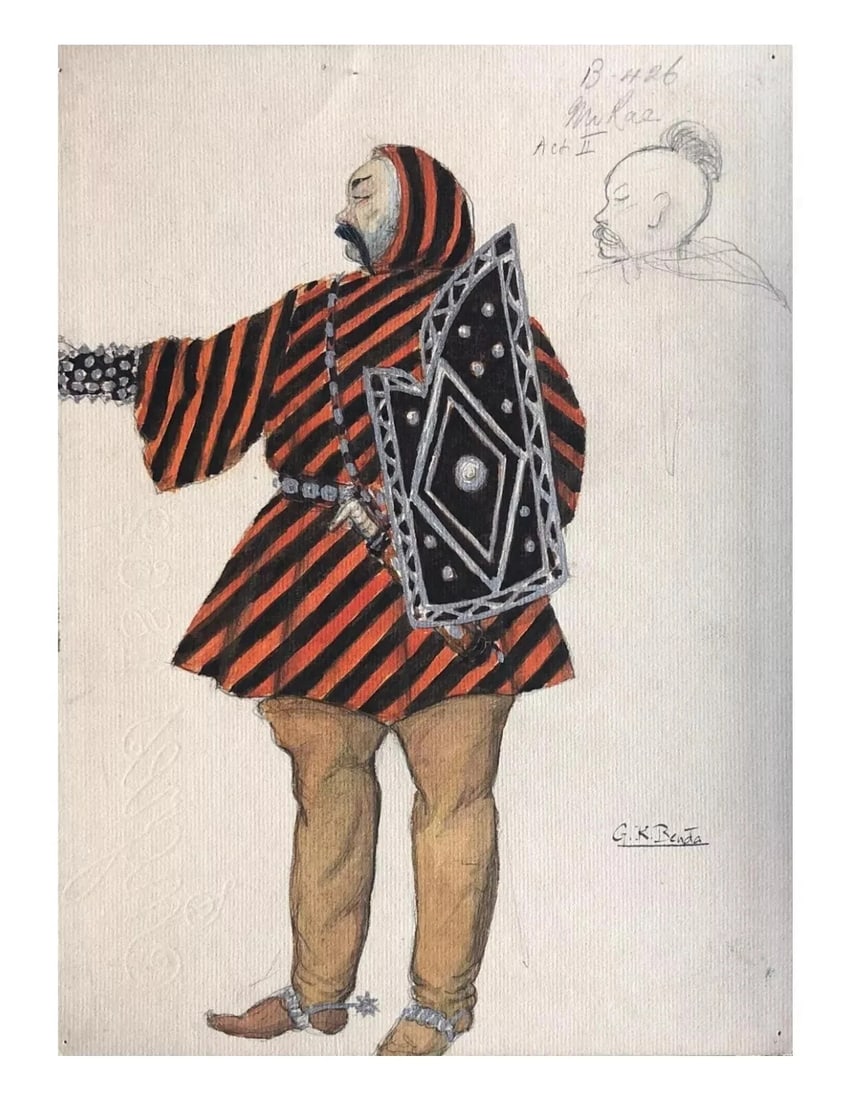 Georges Kugel BENDA (XIX-XX) Theater Murae Costumes signed Vintage Drawing - 2