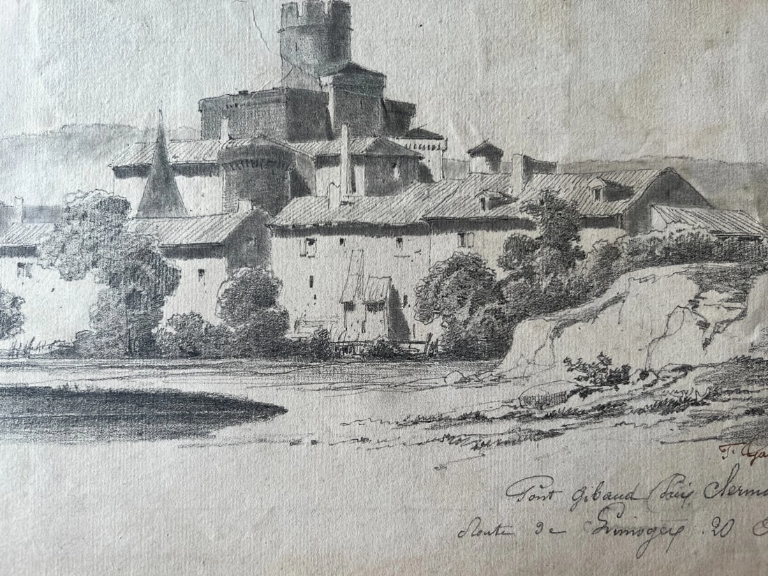 Francisque GABILLOT (1818-1876) Landscape -Drawing Antique 19th century Original - 3
