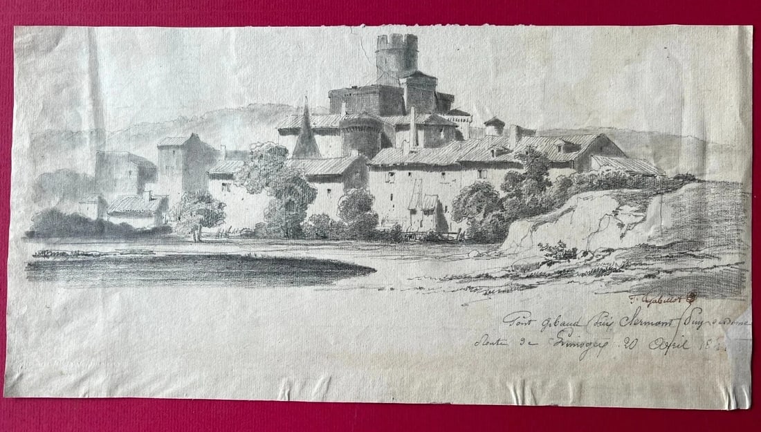 Francisque GABILLOT (1818-1876) Landscape -Drawing Antique 19th century Original - 8