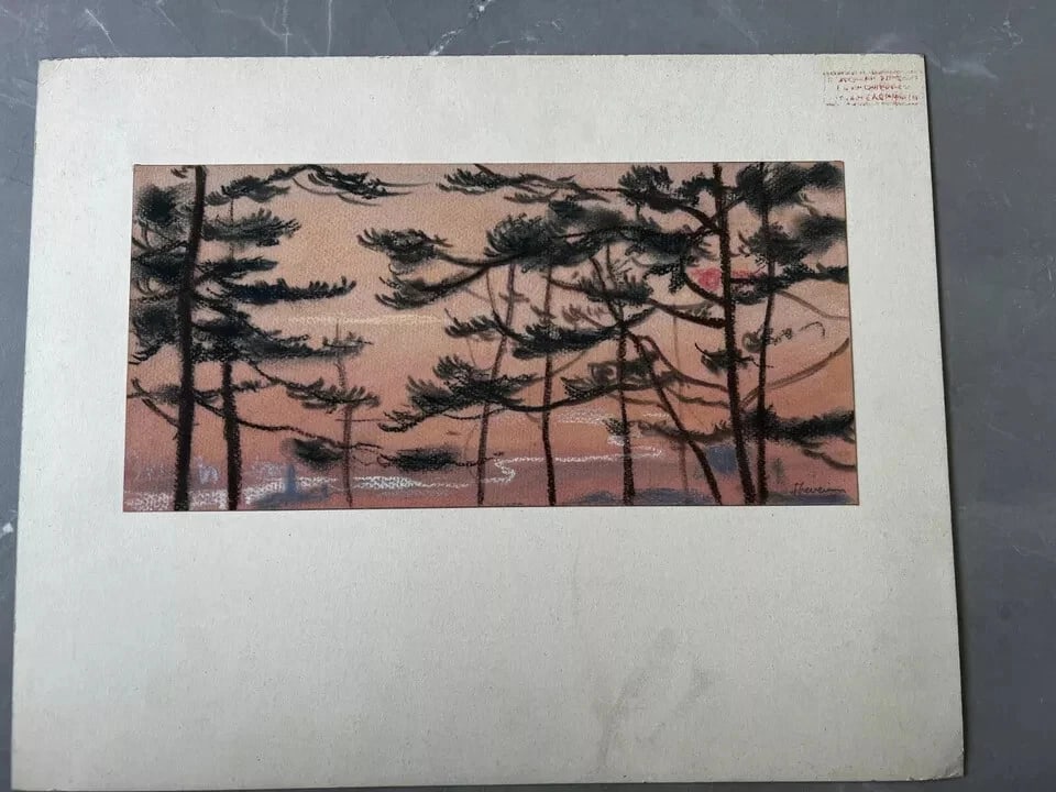 Pierre THEVENET (1870-1937) Trees Landscape - Drawing Original Antique Pencil - 2