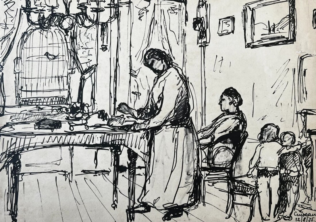 André RUFFIN (1898-1981) Family Scene Artwork - Drawing Original Vintage (1 of 8)