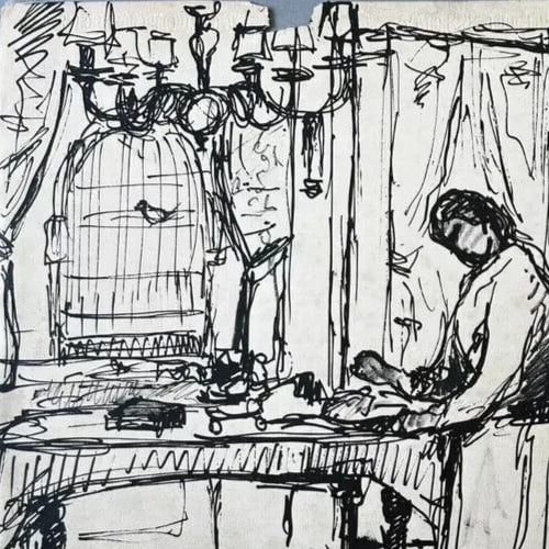André RUFFIN (1898-1981) Family Scene Artwork - Drawing Original Vintage - 4