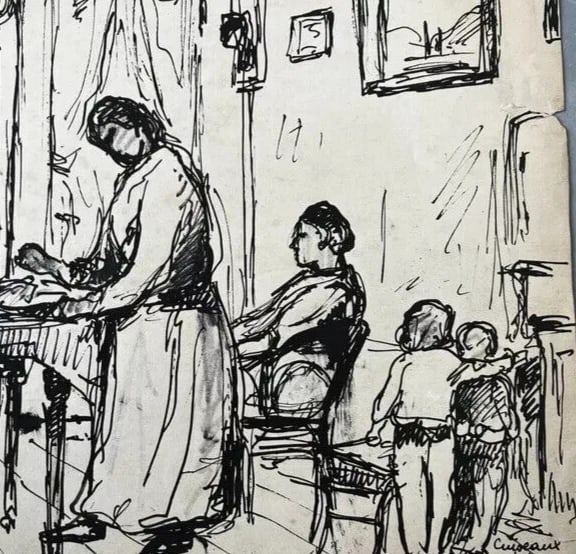 André RUFFIN (1898-1981) Family Scene Artwork - Drawing Original Vintage - 5