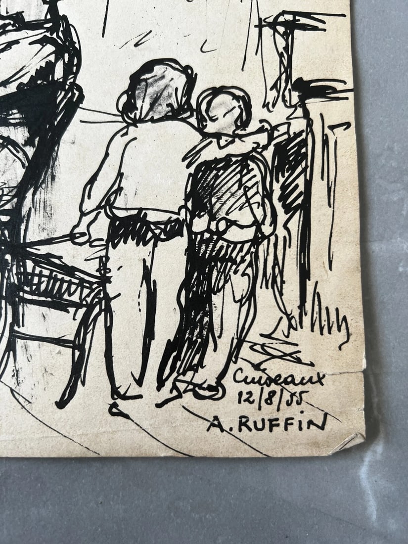 André RUFFIN (1898-1981) Family Scene Artwork - Drawing Original Vintage - 7