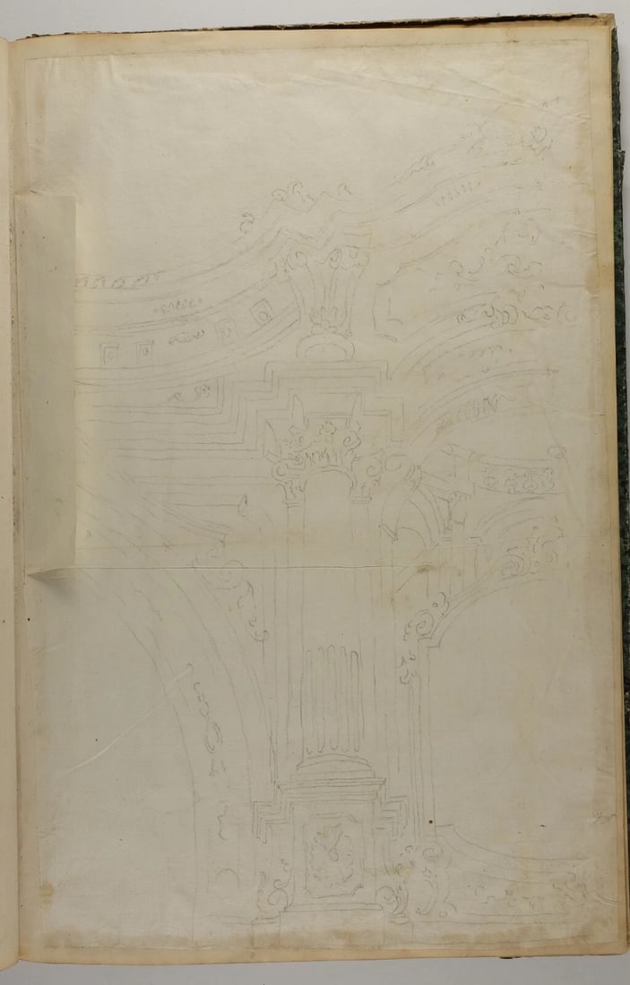 18th Century French Pencil Drawing Architecture Decoration Ornamentation - 3