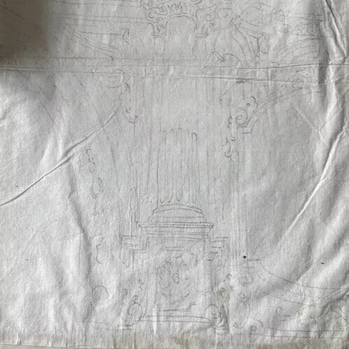 18th Century French Pencil Drawing Architecture Decoration Ornamentation - 8