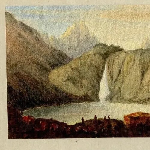 A.Collomb Landscape Lake Oo Pyrénées - Antique Original Drawing signed - 4