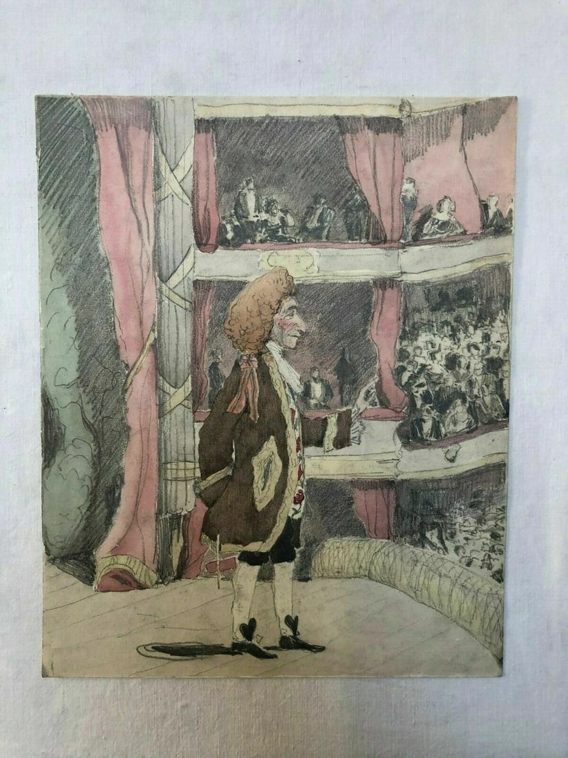 Opera Singer, Man in a Theater - Vintage Drawing Original Artwork - 2