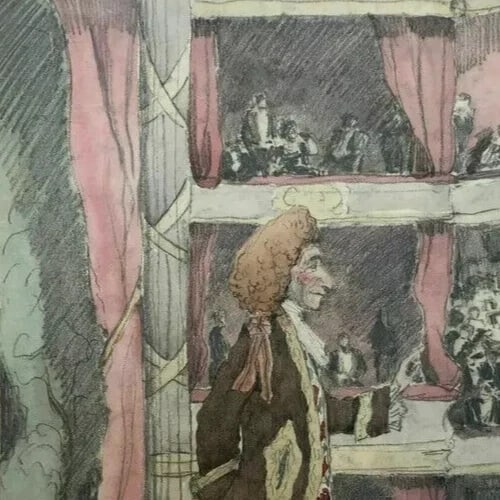 Opera Singer, Man in a Theater - Vintage Drawing Original Artwork - 3