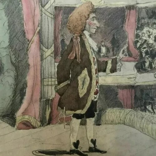 Opera Singer, Man in a Theater - Vintage Drawing Original Artwork - 7