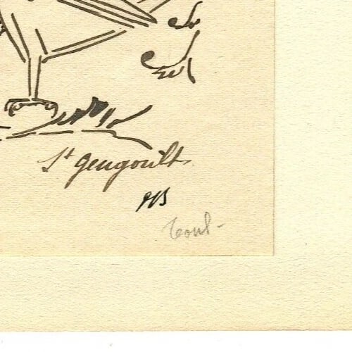 Saint-Gengoult Badge, Columns - Drawing Vintage Ink Original 1917 signed x3 - 4